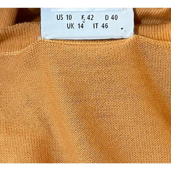 Akris Punto Sweater Virgin Wool Orange Knitwear Faux Layer Size US 10 UK 14 - Picture 6 of 7